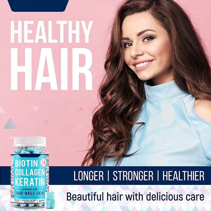 Etiqueta privada orgánica vegana Starburst goma de mascar dulces crecimiento del cabello uñas y cuidado de la piel vitaminas colágeno biotina gomas
