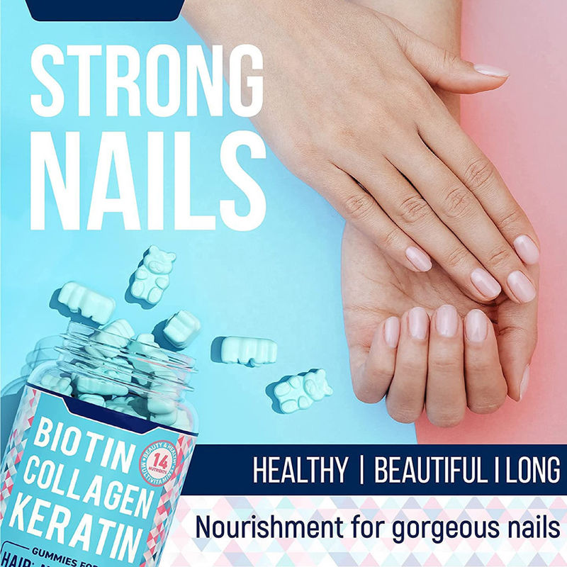 Etiqueta privada orgánica vegana Starburst goma de mascar dulces crecimiento del cabello uñas y cuidado de la piel vitaminas colágeno biotina gomas