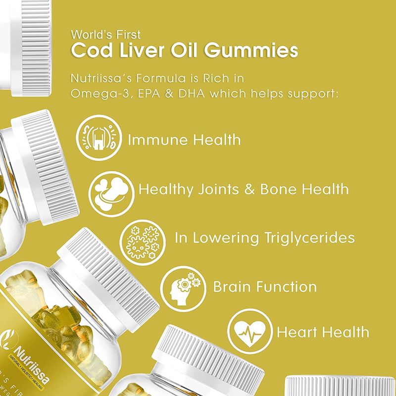 Aceite orgánico de hígado de bacalao goma de aceite de pescado gomas ricas en omega-3, Epa Dha, vitaminas