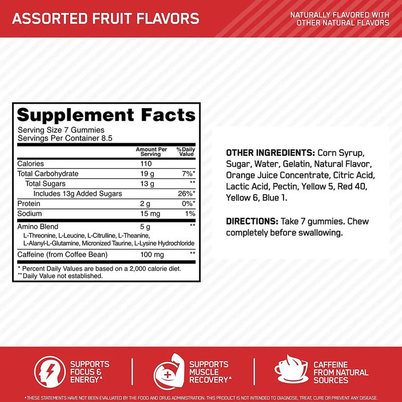 Oem apoya la recuperación de energía muscular Amino Energy Gummies Suplemento para energía en cualquier momento
