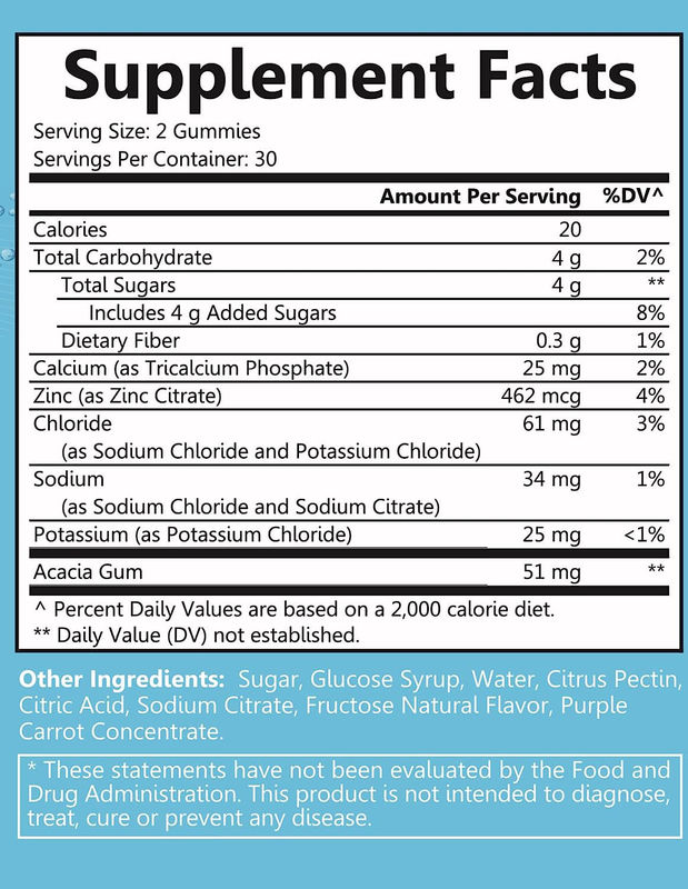 Hidratación Oem Electrolítico gomas de goma natural sabor a bayas Electrolítico Apoyo a la salud Vegano Libre de gluten No transgénico Halal Pectina