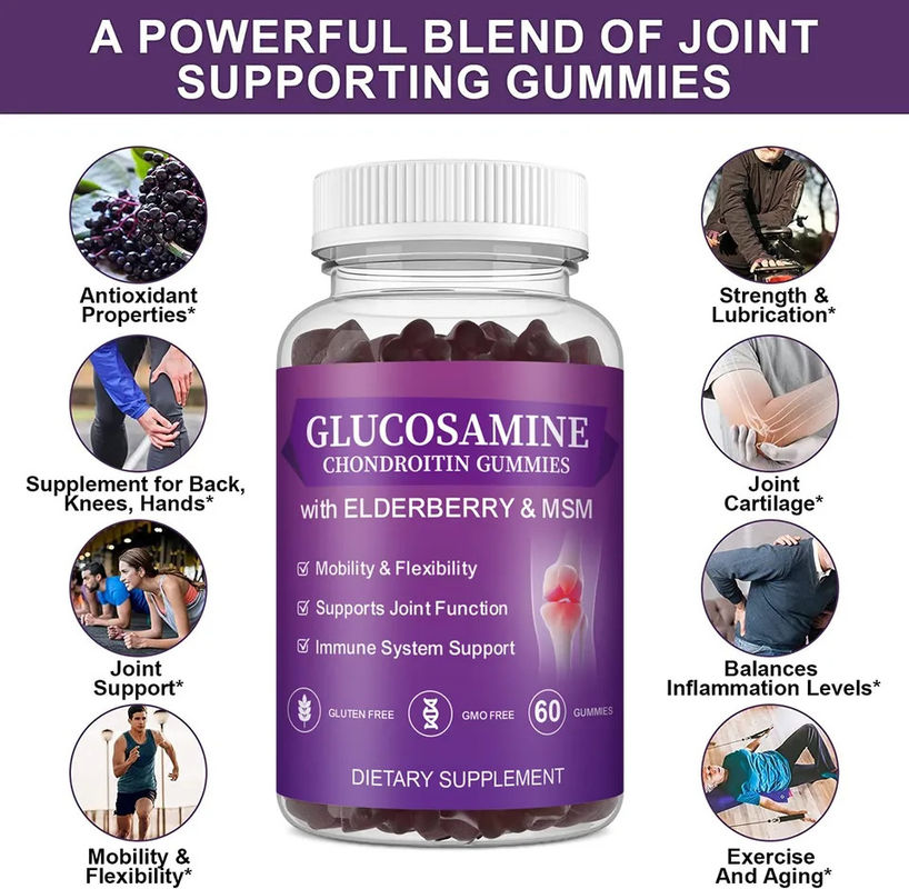 Msm Suplemento para ancianos Glucosamina Chondroitin gomas con apoyo articular y antioxidante inmune
