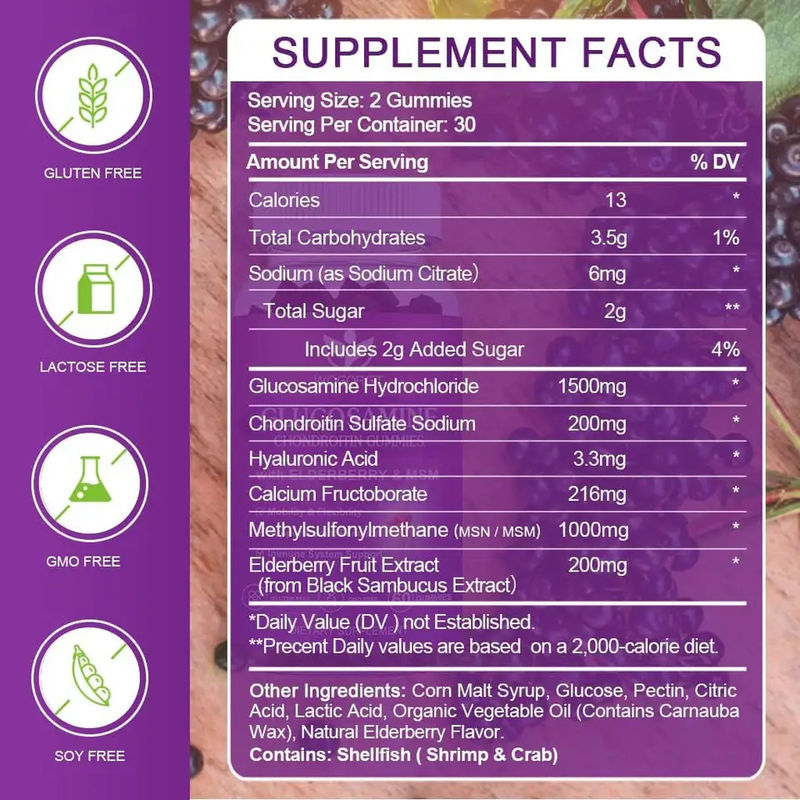 Msm Suplemento para ancianos Glucosamina Chondroitin gomas con apoyo articular y antioxidante inmune