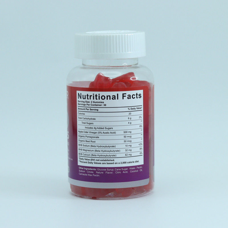 Oem Suplementos de etiqueta privada 60 cuentas Vinagre de sidra de manzana Acv Keto Bhb gomitas Jelly Candy Gummy