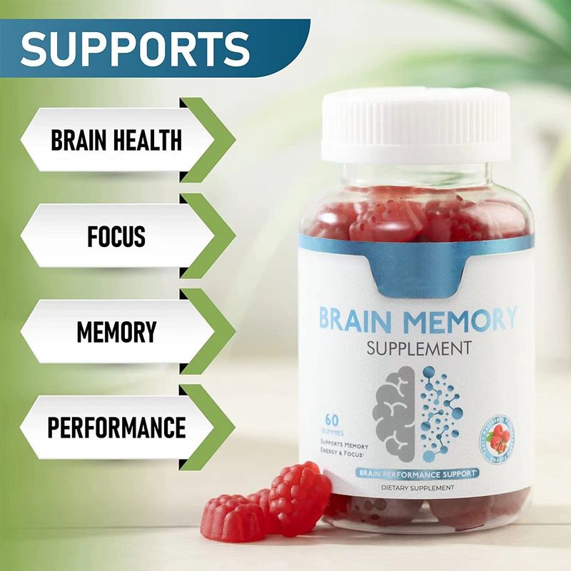 Oem Etiqueta Privada Vegano Gummy Candy Enfoque Mejora la memoria Nootrópicos Aumentador del cerebro Suplemento Nootrópico Gummies