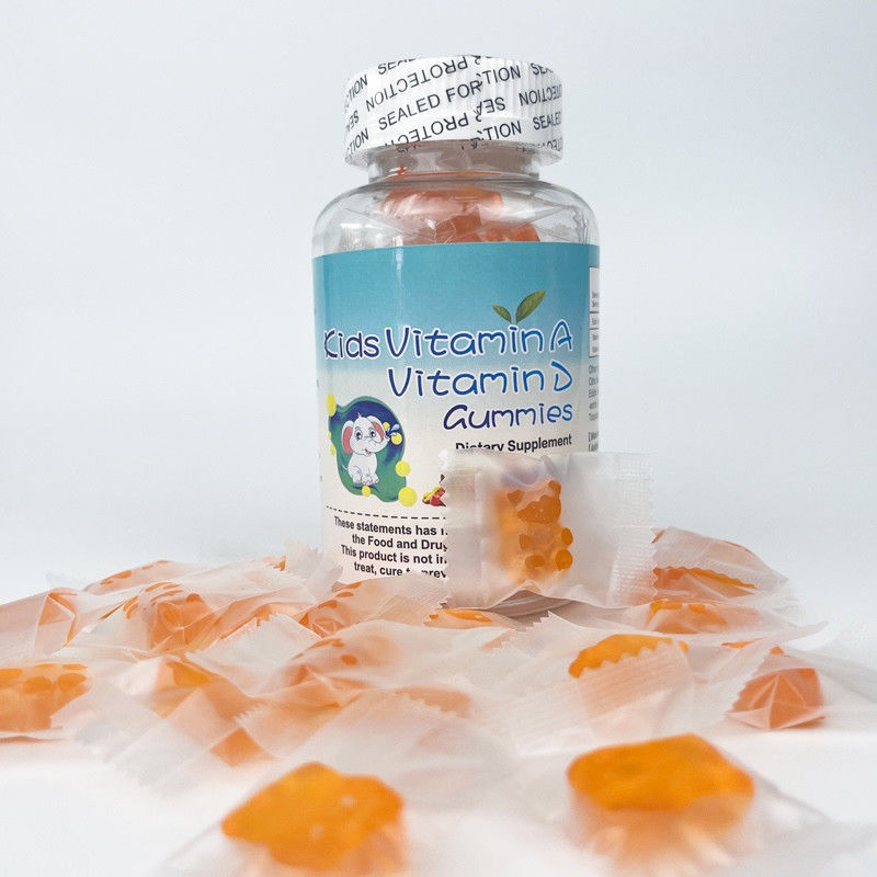Etiqueta privada Oem Niños sin azúcar Suplemento saludable Vitamina A y Vitamina D3 gomas para niños