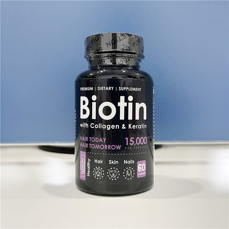 Oem etiqueta privada de venta caliente cabello piel y uñas suplementos de colágeno y queratina biotina cápsula softgel