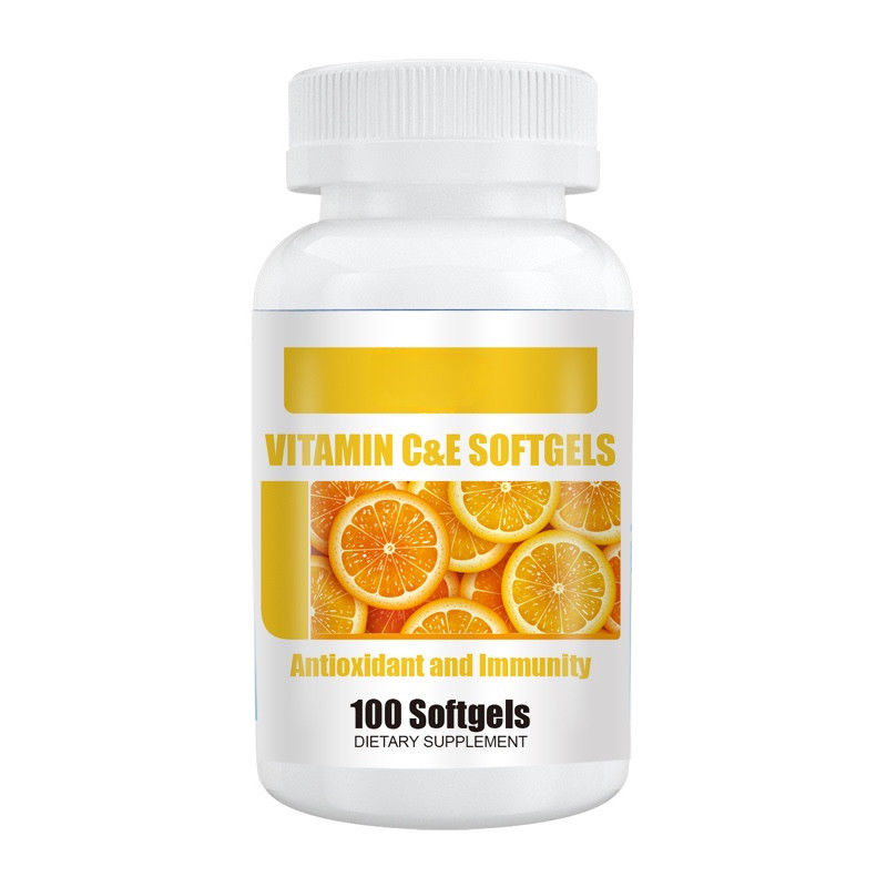 Oem Etiqueta Privada Personalizada Halal Vitamina E Softgels Aumentar la inmunidad Vitamina C + Vitamina E Cápsulas para blanqueamiento de la piel