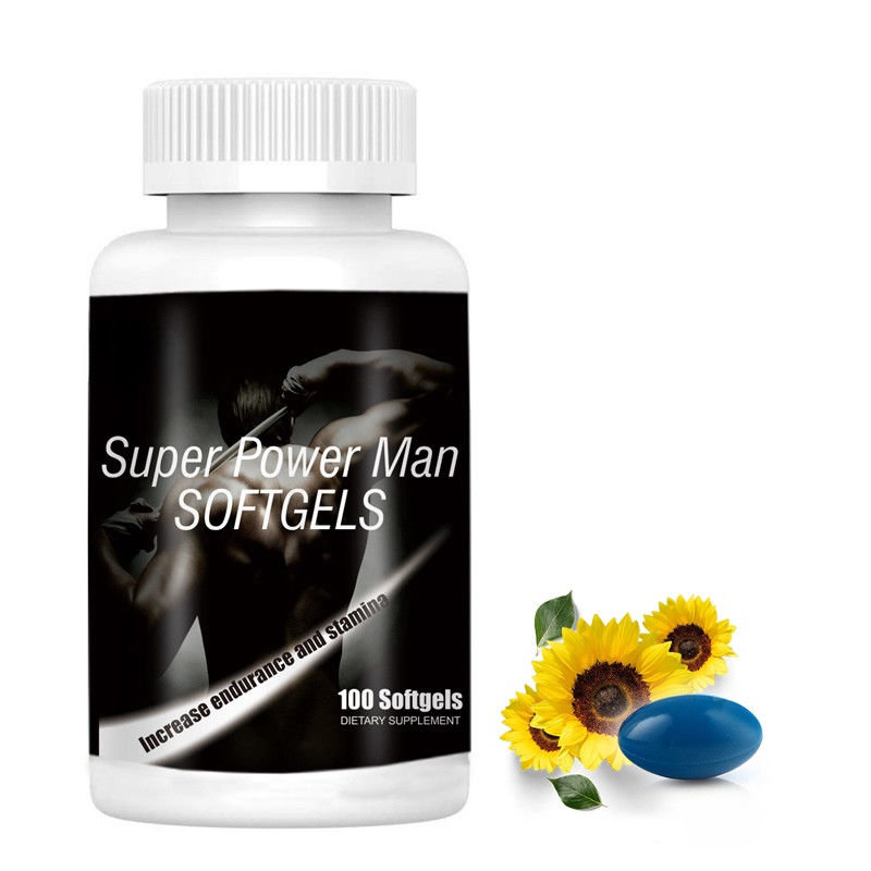 Fabricante de marca privada fórmula personalizada hombre de ventas calientes suplementos cápsulas Super Power Softgel