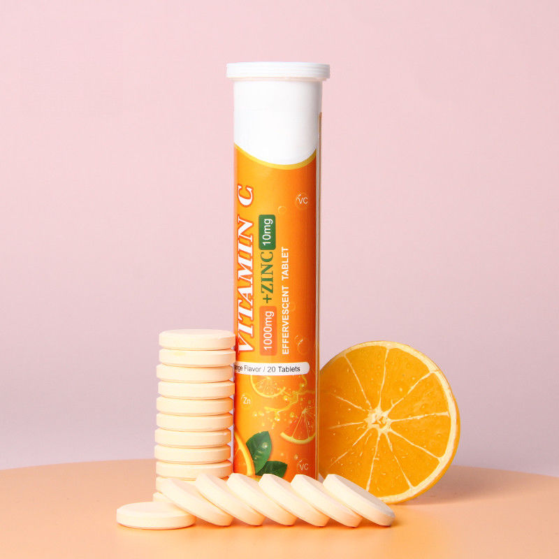 Propietario de marca privada de formulación personalizada suplementos de atención médica vitamina C 1000mg y zinc 10mg tableta efervescente