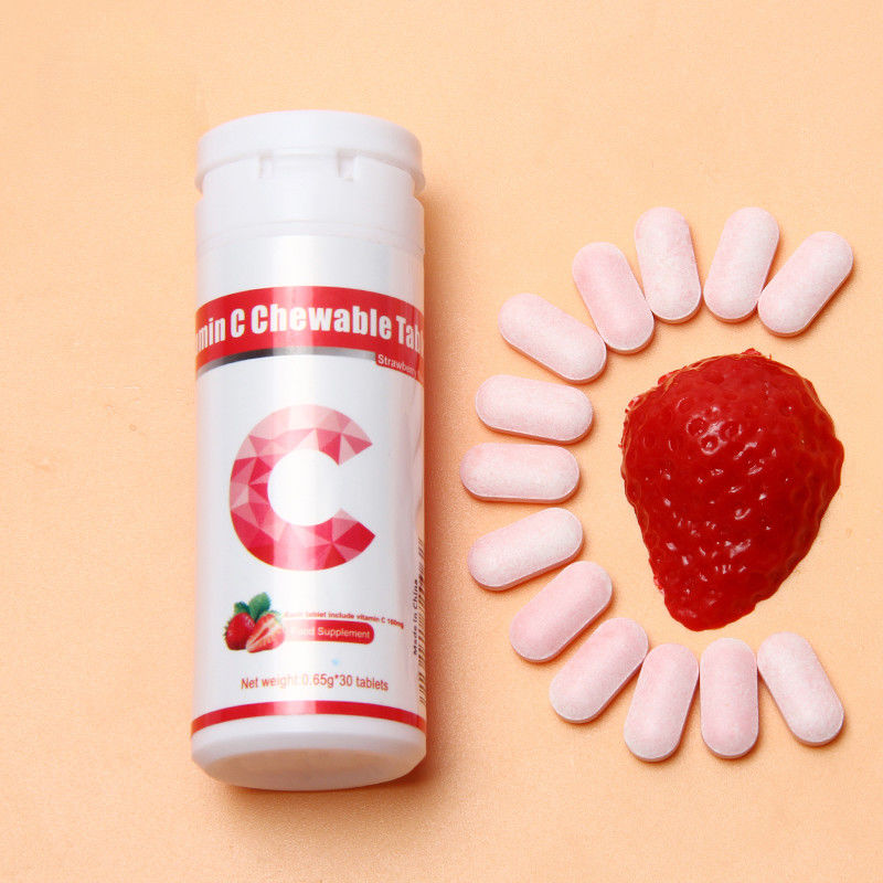 Oem Marca privada de blanqueamiento de la piel Suplementos de inmunidad de la vitamina C personalizada 100 mg 500 mg comprimidos masticables