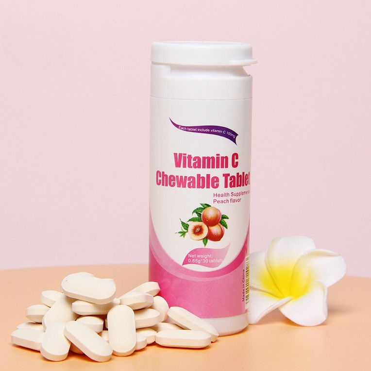 Oem Marca privada de blanqueamiento de la piel Suplementos de inmunidad de la vitamina C personalizada 100 mg 500 mg comprimidos masticables